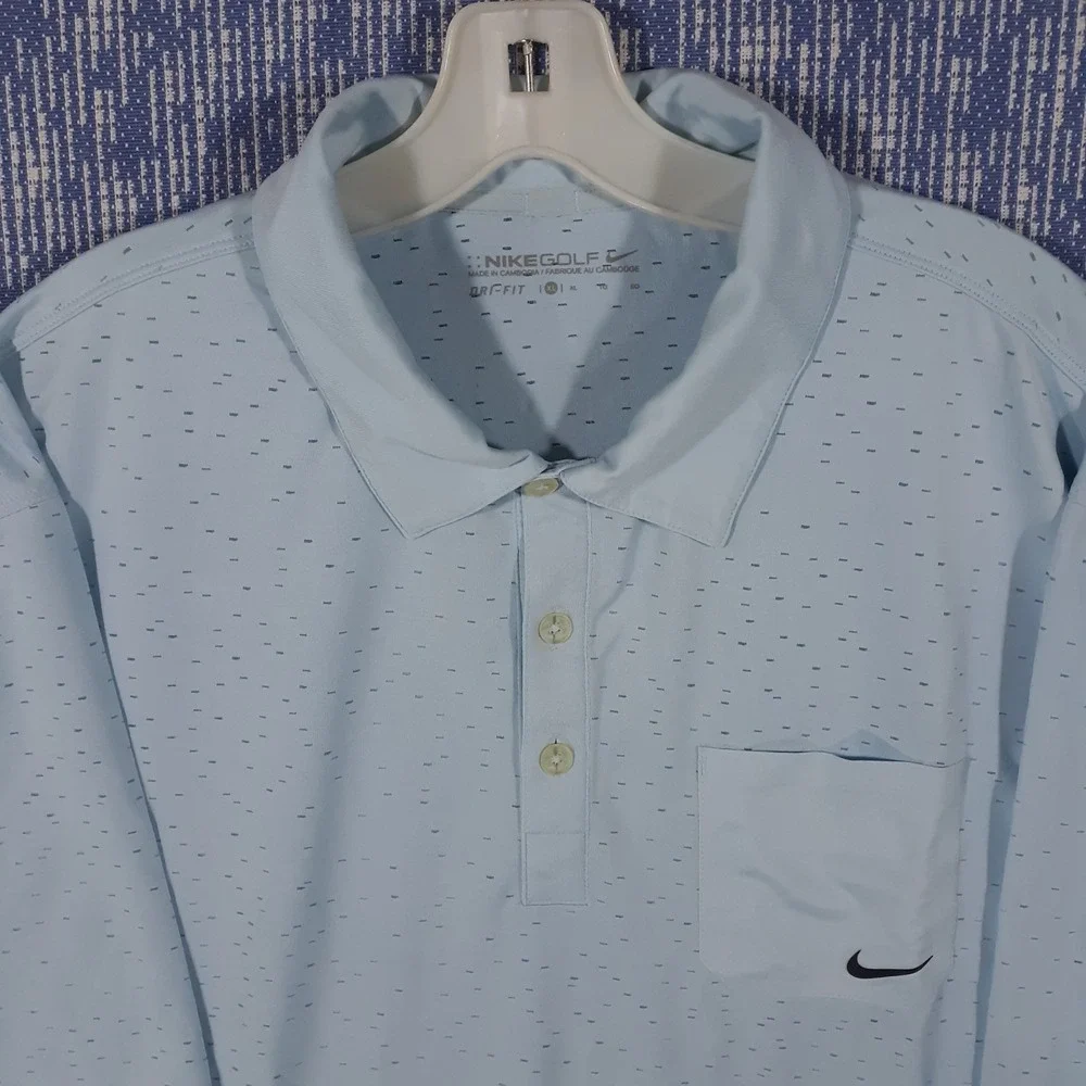 Nike Golf Polo Shirt Mens XL Performance Blue Dri-Fit Perforated